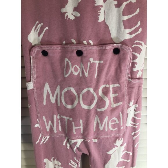 Lazy One Size 12 Pink Don't Moose With Me Classic Flapjack Onesie Pajamas - Picture 4 of 5